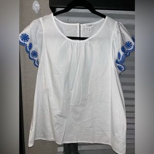 J. Crew Embroidered Fluttered Sleeve
